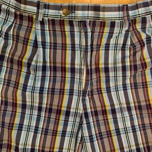 CUTTER & BUCK ~ Men's Cotton Shorts Classic Plaid Great Colors Base Blues ++